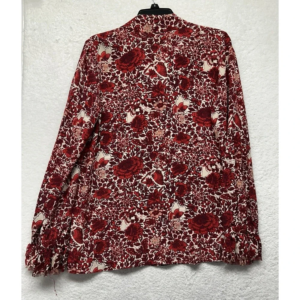 Tory Burch Womens Size 8 Meg Floral Butterfly Silk Button Up Top (K4)